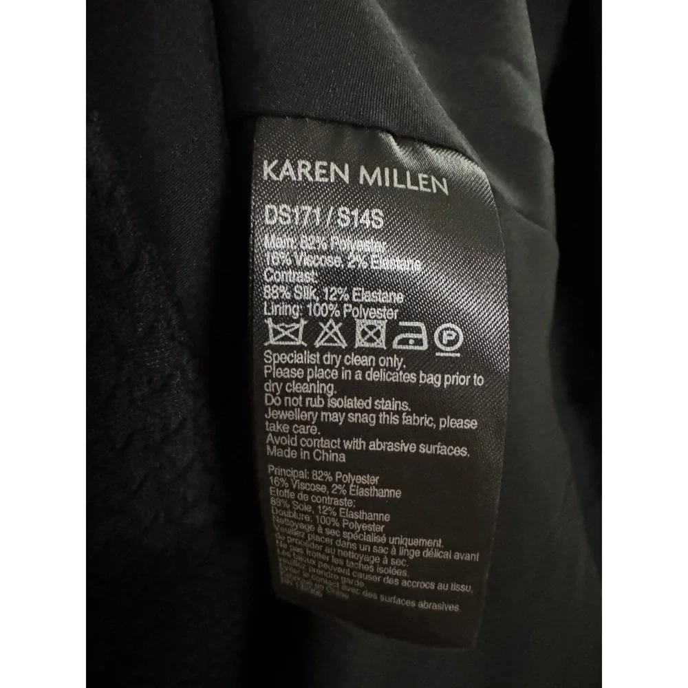 Karen Millen Black Textured Mesh Panel Fit & Flare Dress DS171 US 8